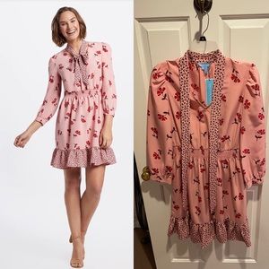 BNWT Draper James Floral Tie Neck Floral Dress